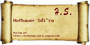 Hofbauer Sára névjegykártya