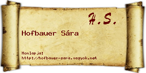 Hofbauer Sára névjegykártya